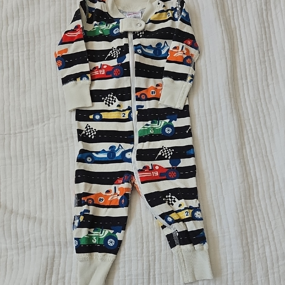 Hanna Andersson Race Car Footies - Cream, Black, Red, Blue, Green, Yellow